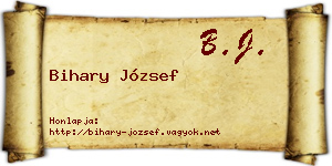 Bihary József névjegykártya