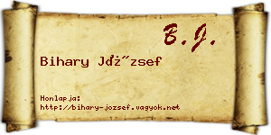 Bihary József névjegykártya